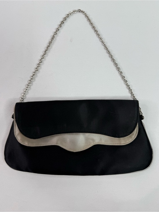 Franchi Handbags - La Sera by Franchi Black Satin Silver Chain-Handle Evening Clutch